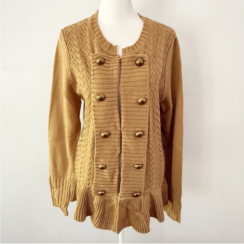 NWT Debbie Morgan Women Military Knit Cardigan Large Casual Comfy Cozy Boho City